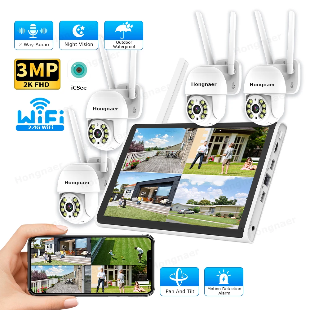 Home Security Camera System - 2026 홍나르 3MP 4채널 WiFi 홈