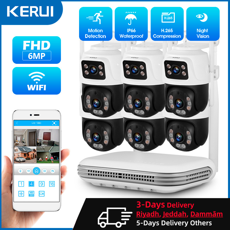 Home Security Camera System - KERUI 방수 6MP HD 무선 듀얼