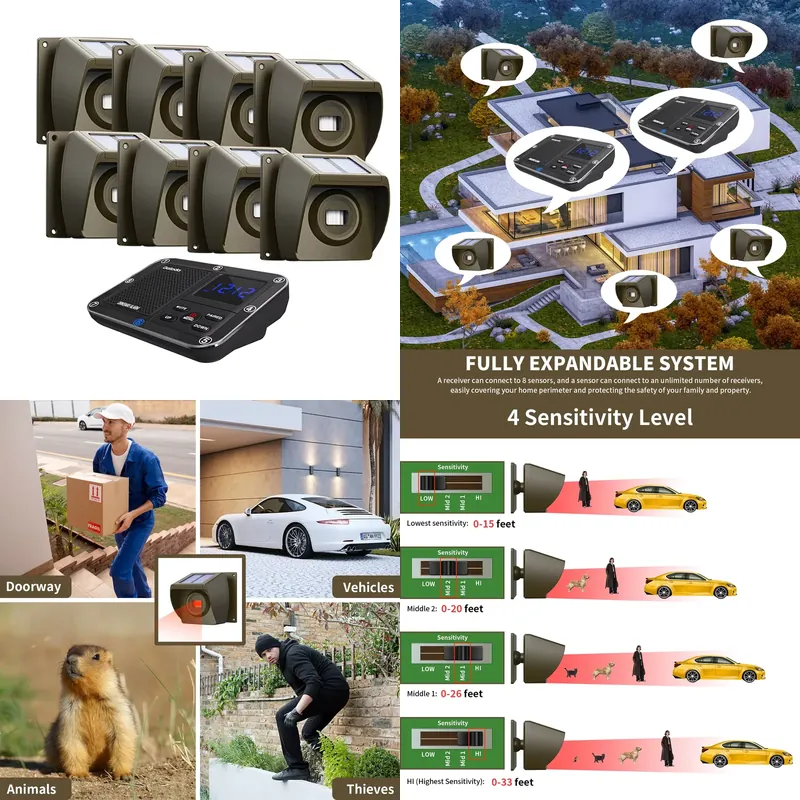 Home Security Outdoor - 야외용 태양광 무선 차도 경보 시스템(PIR