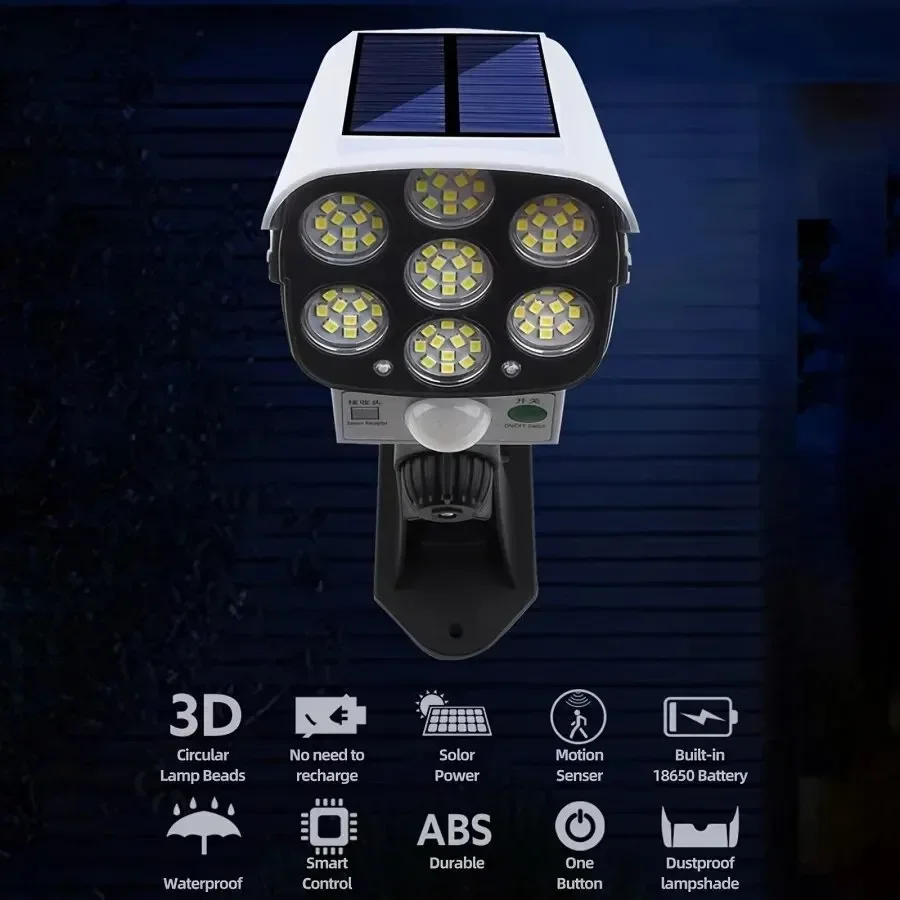 야외 모션 센서 태양 광 조명 77 LED 투광 조명  - Fake Camera Dummy 리뷰 및 가격