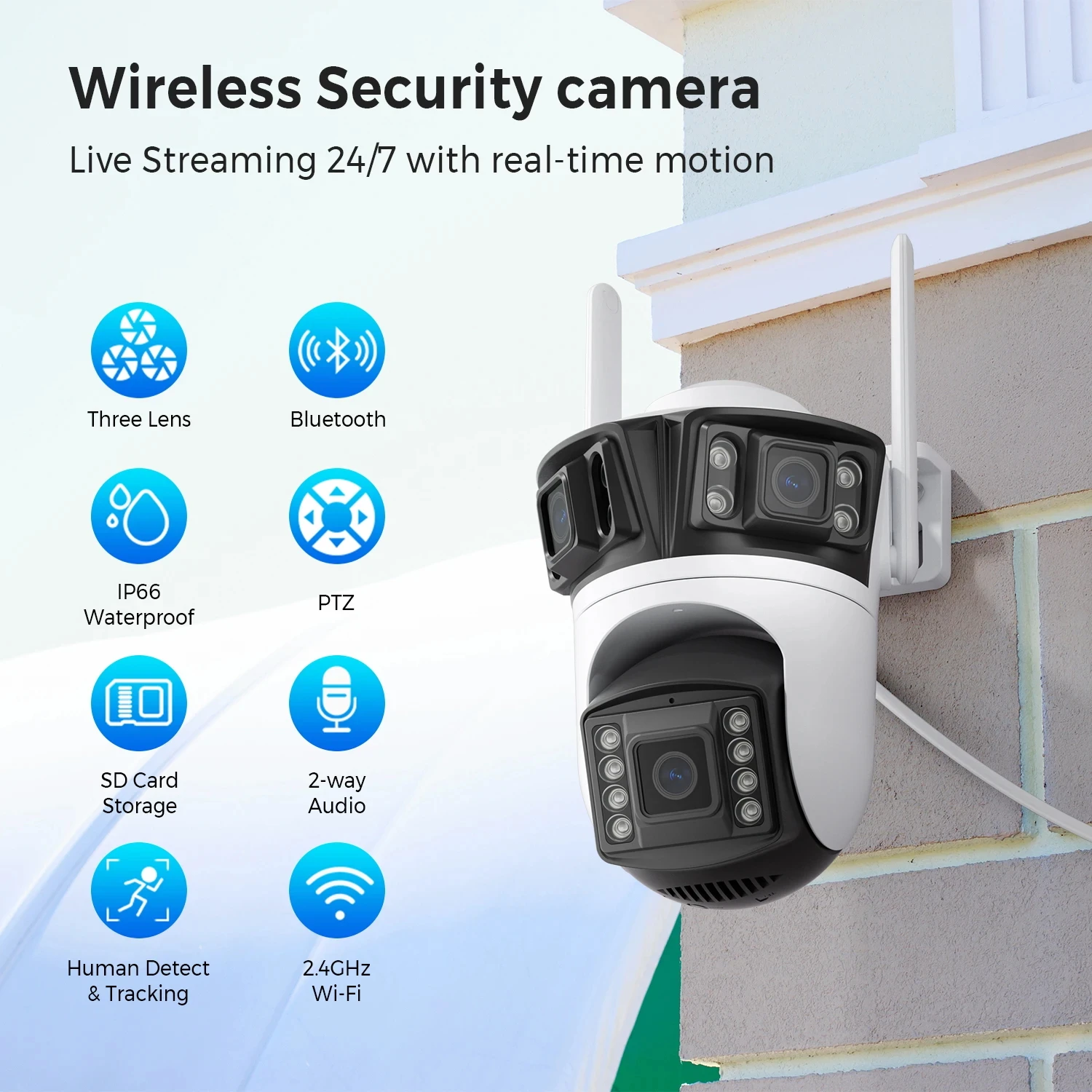 6K 12MP HD 3렌즈 야외 카메라 보안 Wifi  - Home Security Ai 리뷰 및 가격