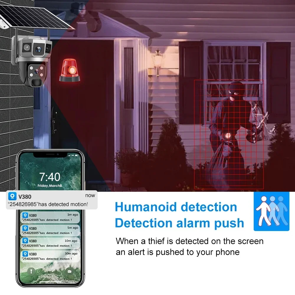 V380 4K 3화면 4G 카메라 태양광 배터리 PIR - Home Security Services 리뷰 및 가격